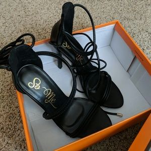 Strappy black heels
